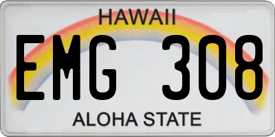 HI license plate EMG308