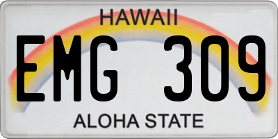 HI license plate EMG309