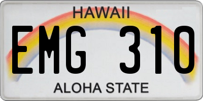 HI license plate EMG310