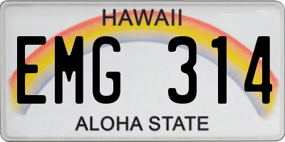 HI license plate EMG314
