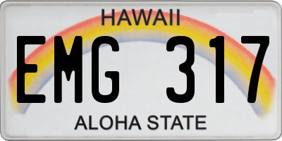 HI license plate EMG317