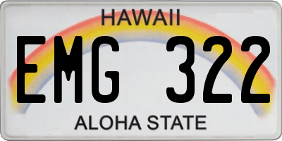 HI license plate EMG322
