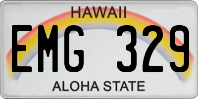 HI license plate EMG329