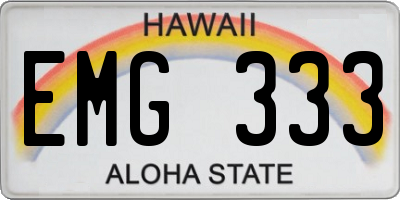 HI license plate EMG333