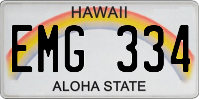 HI license plate EMG334