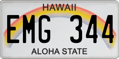 HI license plate EMG344