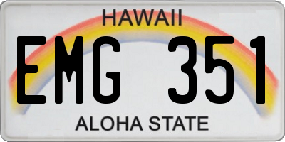 HI license plate EMG351