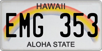 HI license plate EMG353