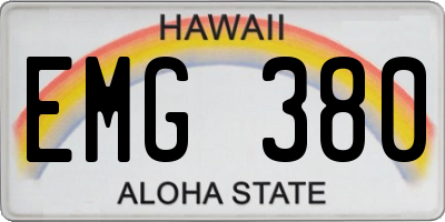 HI license plate EMG380