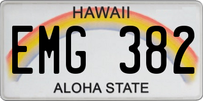 HI license plate EMG382