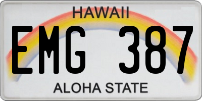 HI license plate EMG387