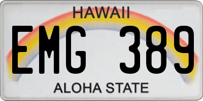 HI license plate EMG389