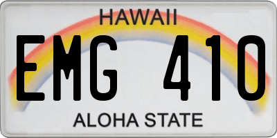 HI license plate EMG410