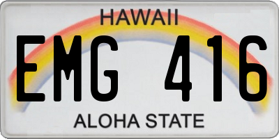 HI license plate EMG416