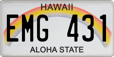 HI license plate EMG431