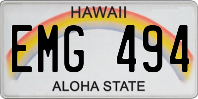 HI license plate EMG494
