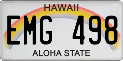 HI license plate EMG498