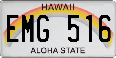 HI license plate EMG516