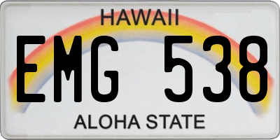 HI license plate EMG538
