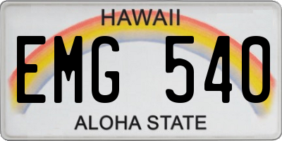 HI license plate EMG540