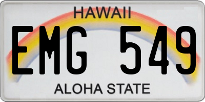 HI license plate EMG549