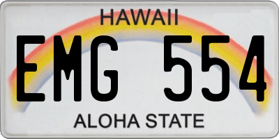 HI license plate EMG554