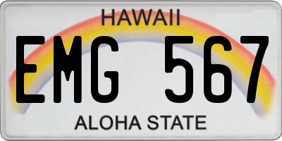 HI license plate EMG567