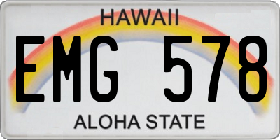 HI license plate EMG578