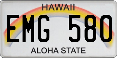 HI license plate EMG580