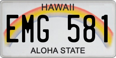 HI license plate EMG581