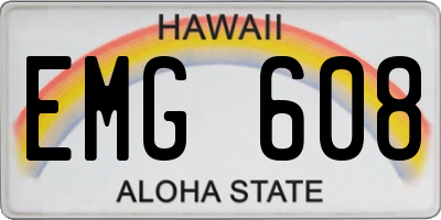 HI license plate EMG608