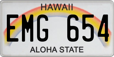 HI license plate EMG654