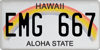 HI license plate EMG667