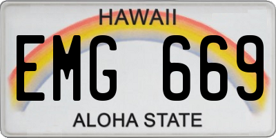 HI license plate EMG669