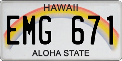 HI license plate EMG671