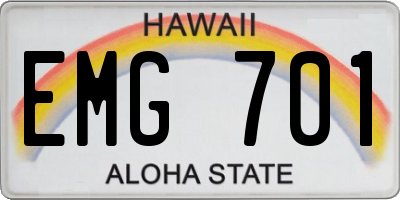 HI license plate EMG701