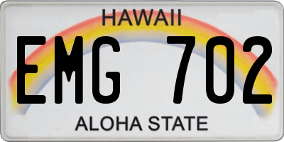 HI license plate EMG702