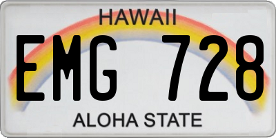 HI license plate EMG728