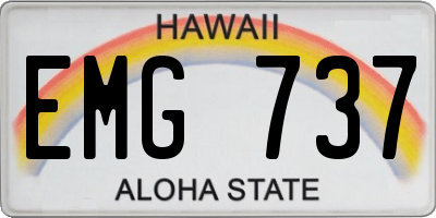 HI license plate EMG737