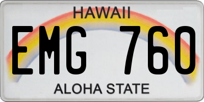 HI license plate EMG760