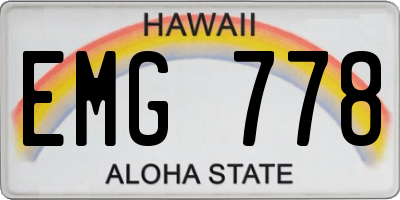 HI license plate EMG778