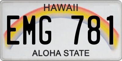 HI license plate EMG781