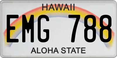 HI license plate EMG788