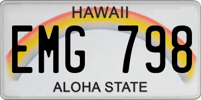 HI license plate EMG798