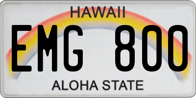 HI license plate EMG800