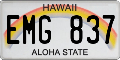 HI license plate EMG837