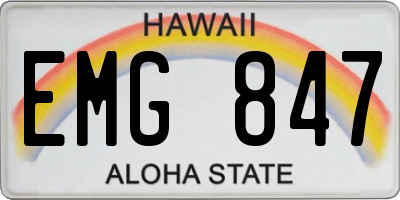 HI license plate EMG847