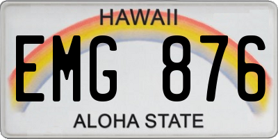 HI license plate EMG876
