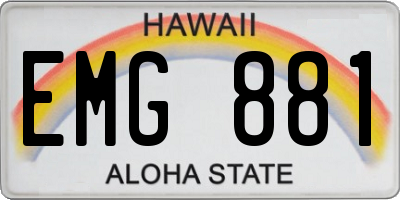 HI license plate EMG881