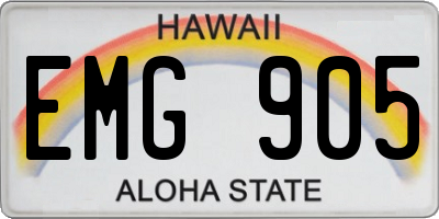 HI license plate EMG905